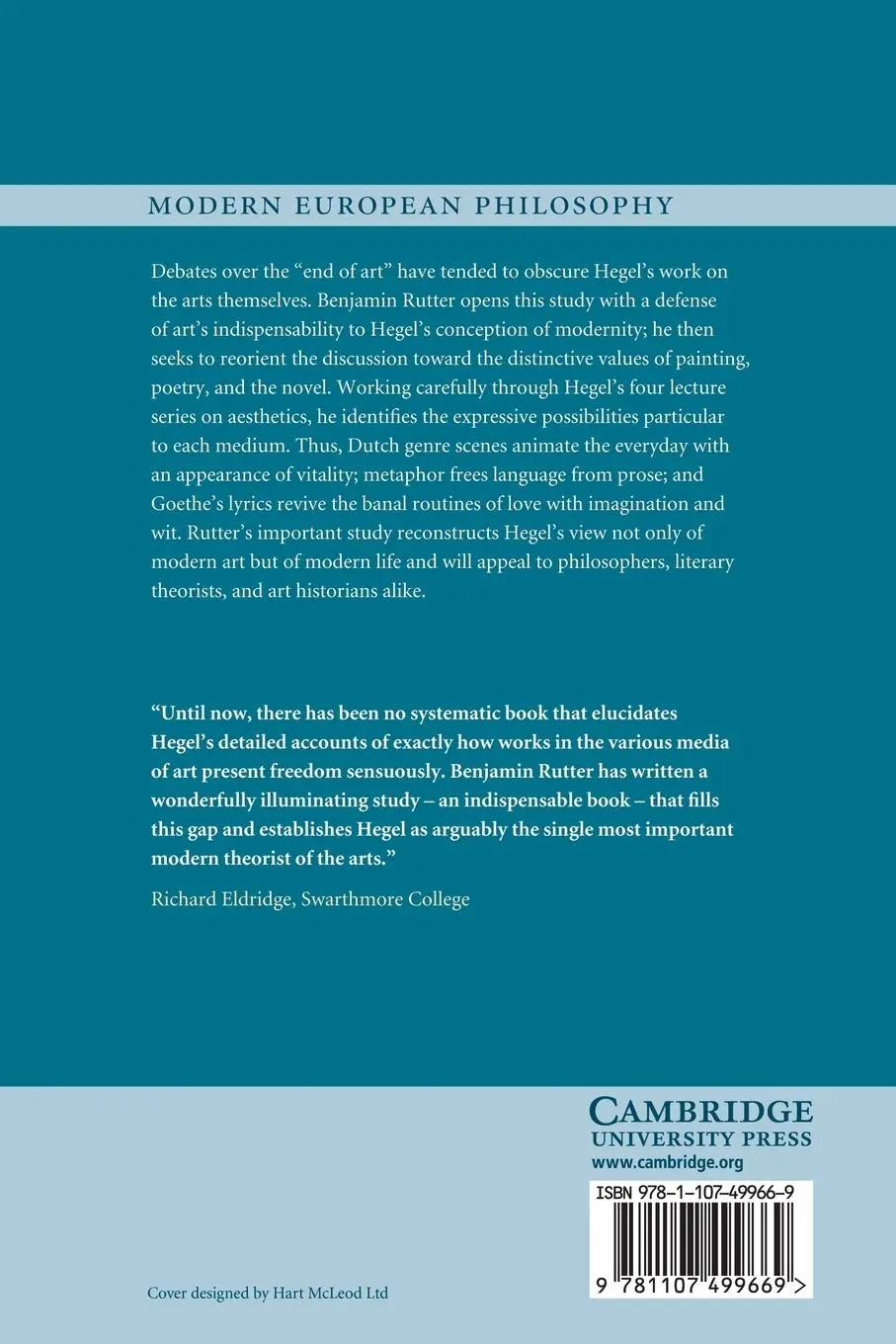 Rückseite: 9781107499669 | Hegel on the Modern Arts | Benjamin Rutter | Taschenbuch | Englisch