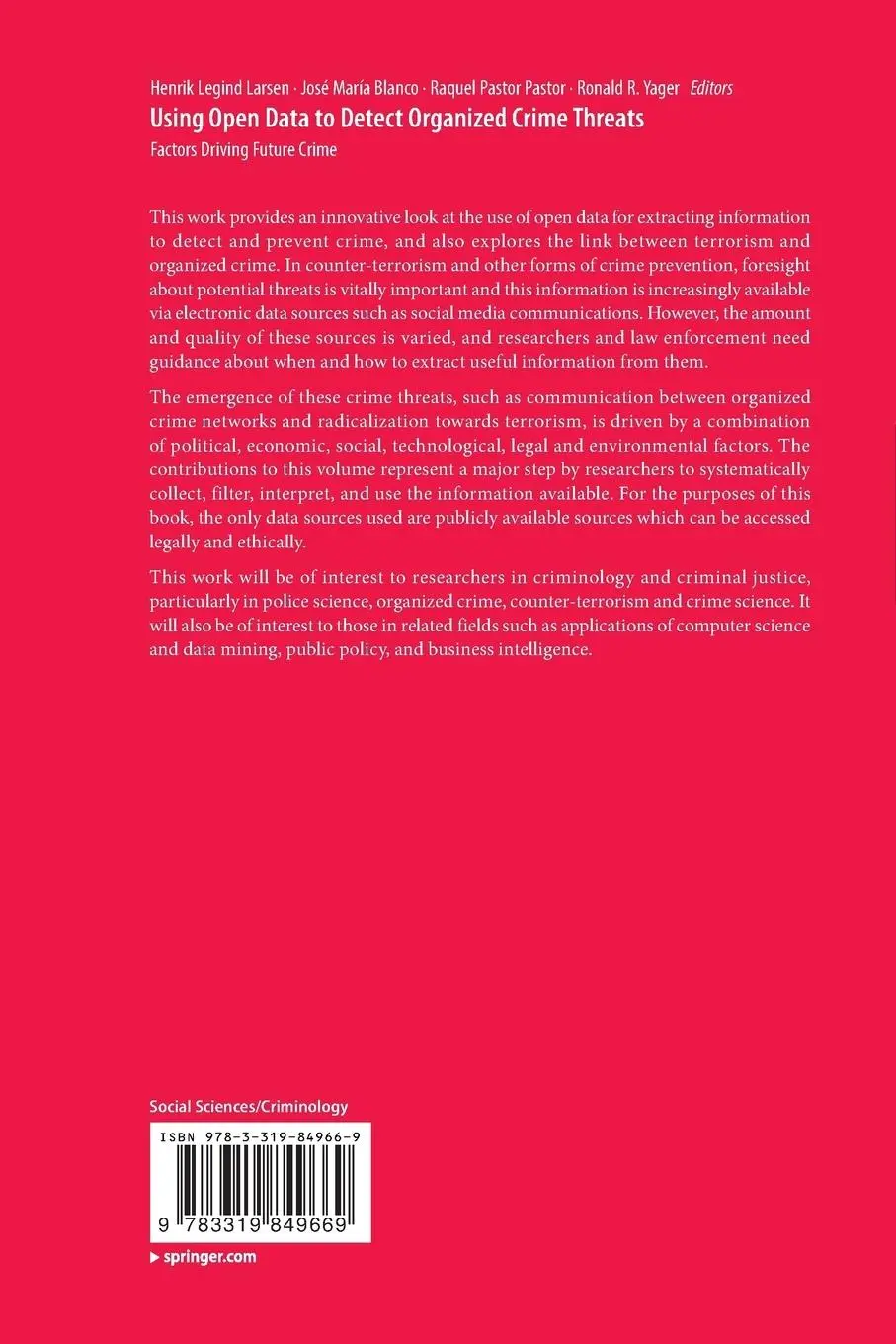 Rückseite: 9783319849669 | Using Open Data to Detect Organized Crime Threats | Larsen (u. a.)