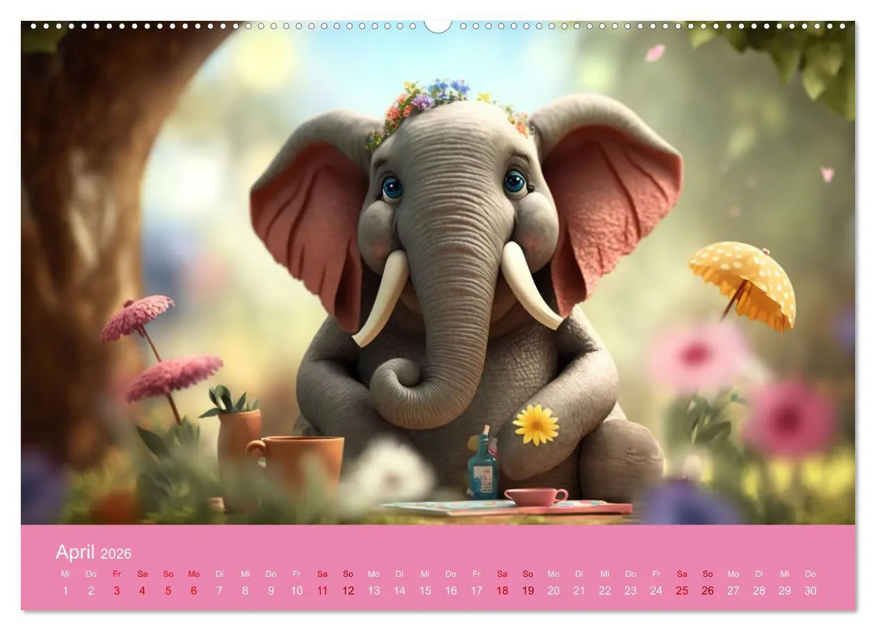 Bild: 9783457529669 | Die lustigen Dickhäuter. Ein Kalender für gute Laune (hochwertiger...