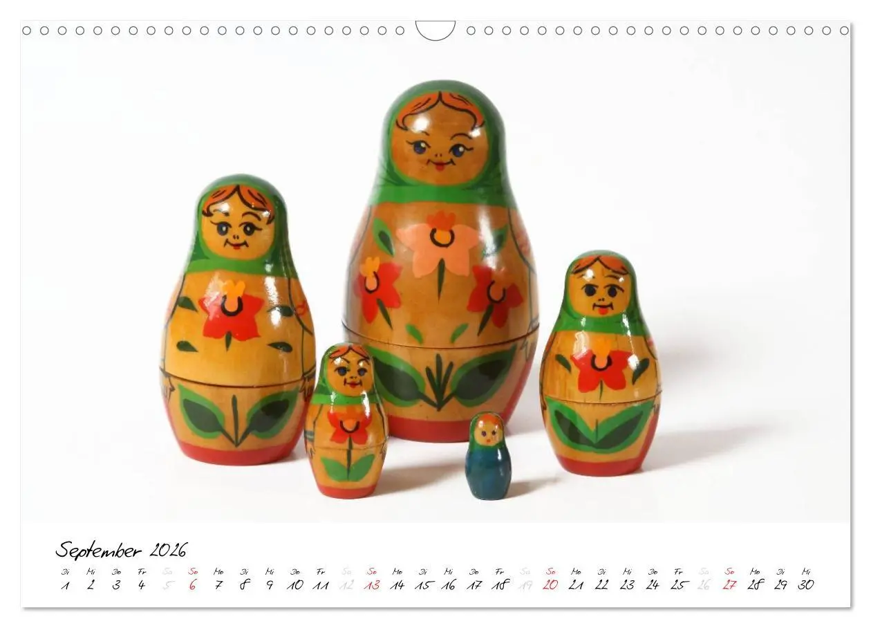 Bild: 9783516239669 | Matroschkas (Wandkalender 2026 DIN A3 quer), CALVENDO Monatskalender