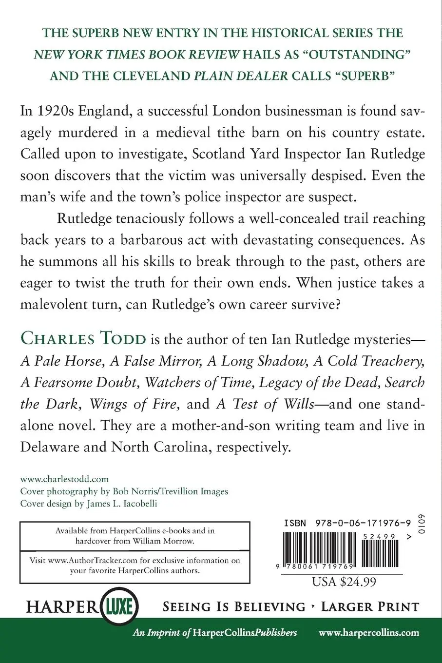 Rückseite: 9780061719769 | A Matter of Justice | Charles Todd | Taschenbuch | Englisch | 2013