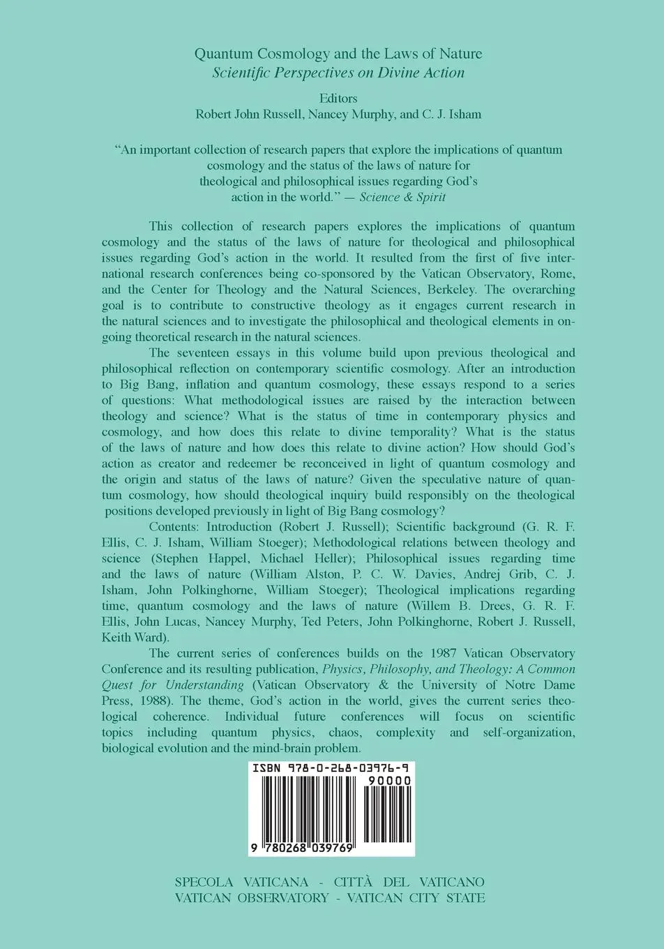 Rückseite: 9780268039769 | Quantum Cosmology and the Laws of Nature | Robert John Russell | Buch