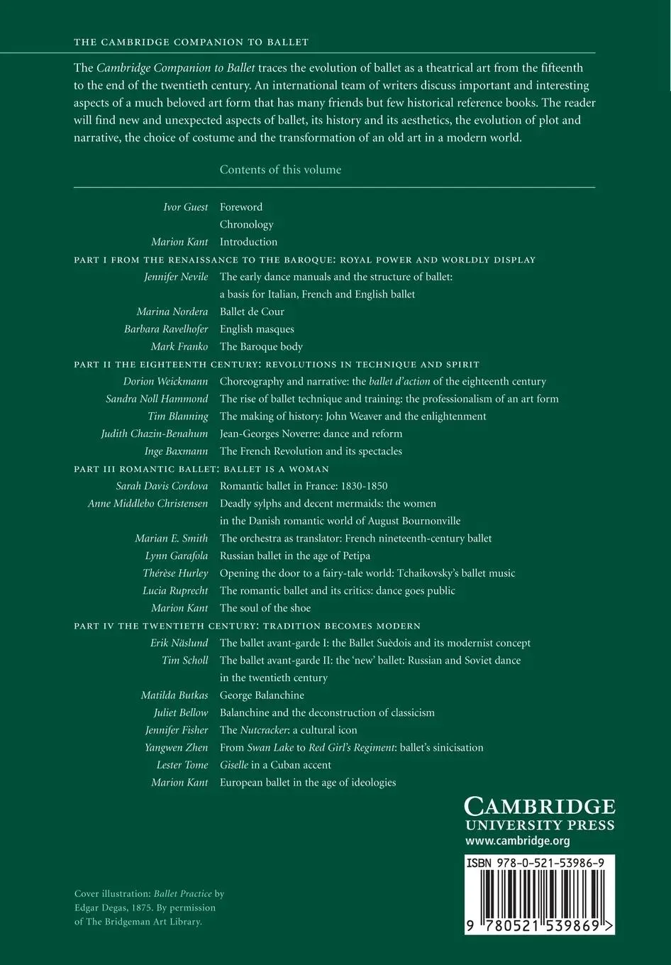 Rückseite: 9780521539869 | The Cambridge Companion to Ballet | Marion Kant | Taschenbuch | 2011