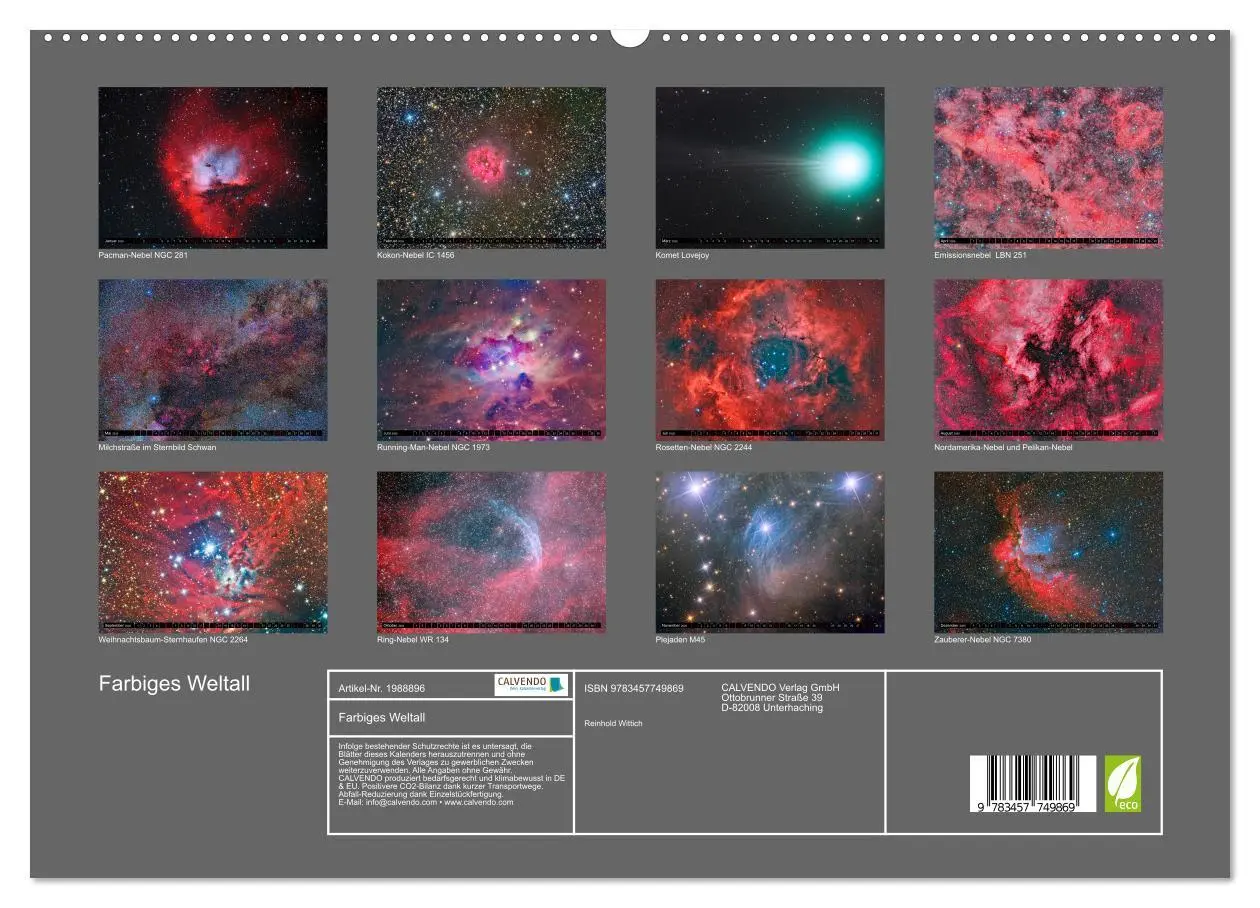 Bild: 9783457749869 | Farbiges Weltall (hochwertiger Premium Wandkalender 2026 DIN A2...