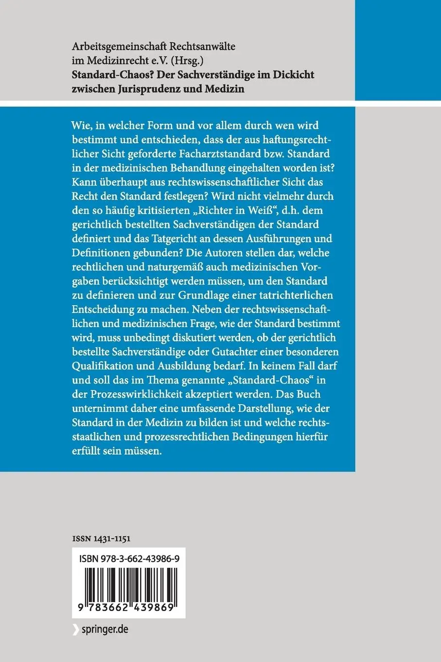 Rückseite: 9783662439869 | Standard-Chaos? Der Sachverständige im Dickicht zwischen...