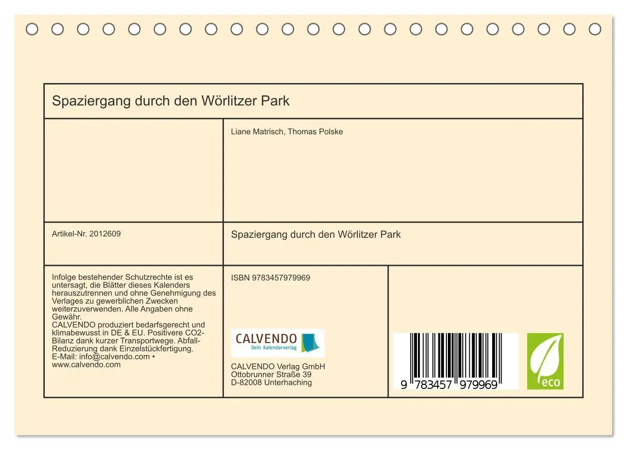 Bild: 9783457979969 | Spaziergang durch den Wörlitzer Park (Tischkalender 2026 DIN A5...