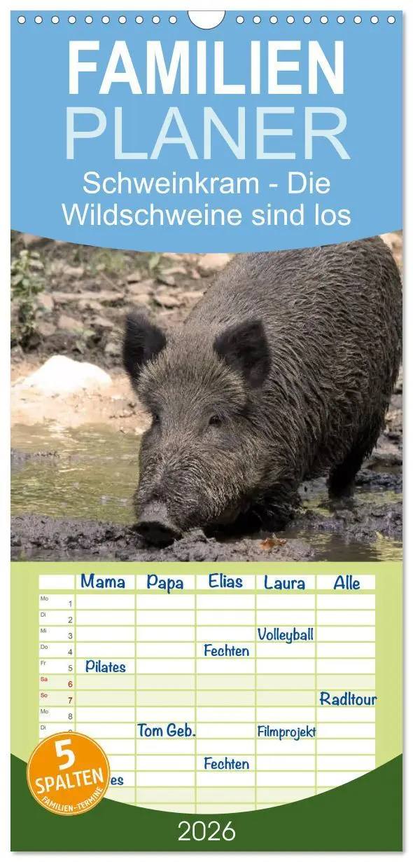 Cover: 9783516519969 | Familienplaner 2026 - Schweinkram - Die Wildschweine sind los mit 5...