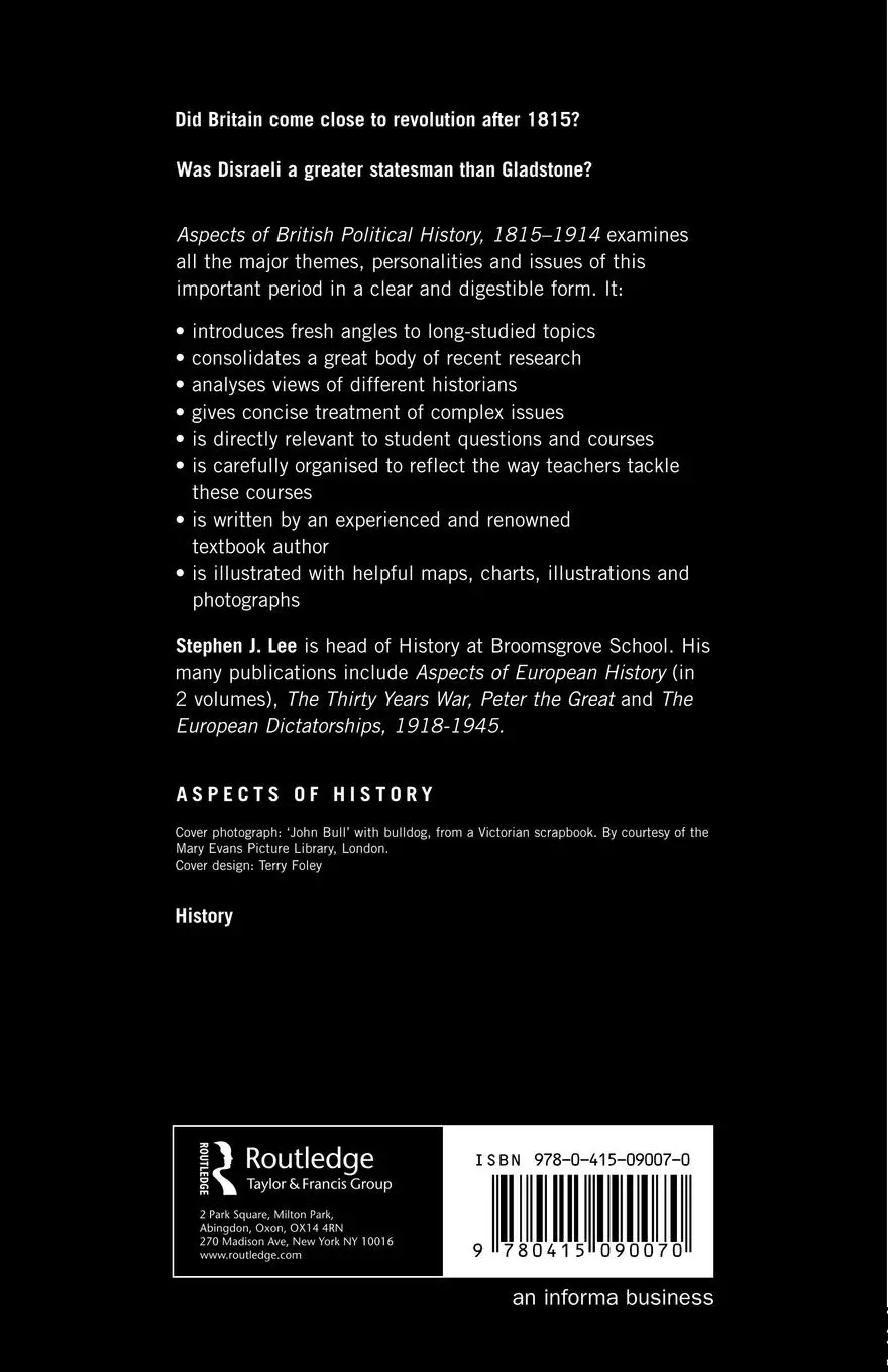 Rückseite: 9780415090070 | Aspects of British Political History 1815-1914 | Stephen J. Lee | Buch
