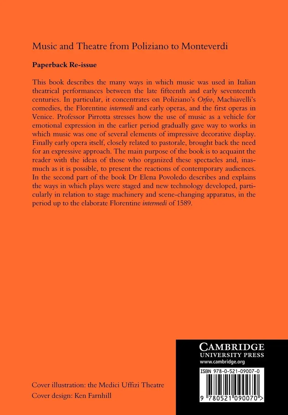 Rückseite: 9780521090070 | Music and Theatre from Poliziano to Montiverdi | Nino Pirrotta (u. a.)