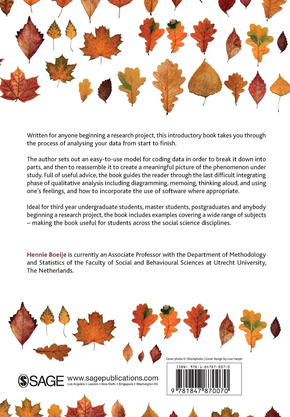 Rückseite: 9781847870070 | Analysis in Qualitative Research | Hennie R Boeije | Taschenbuch