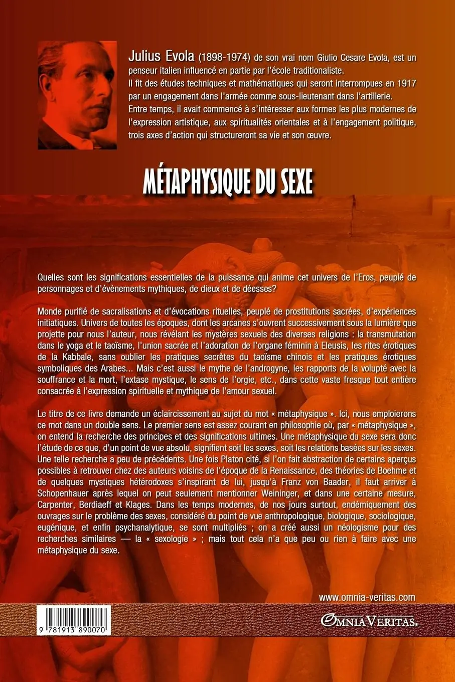Rückseite: 9781913890070 | Métaphysique du sexe: Édition intégrale | Julius Evola | Taschenbuch