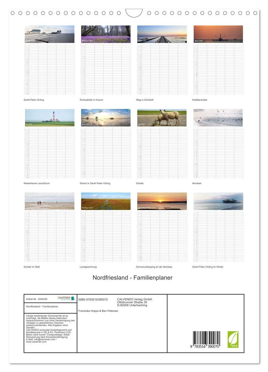 Bild: 9783516390070 | Nordfriesland - Familienplaner (Wandkalender 2026 DIN A3 hoch),...