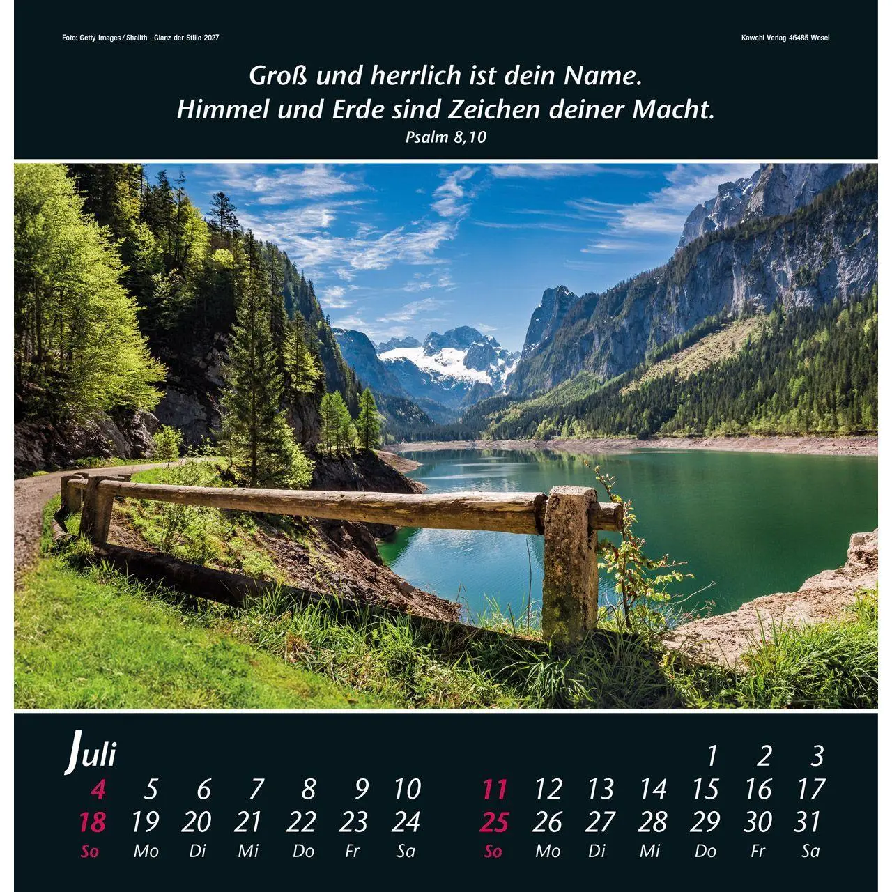 Bild: 9783754820070 | Glanz der Stille 2027 | Psalmworte und Farbfotos zur Besinnung | 14 S.