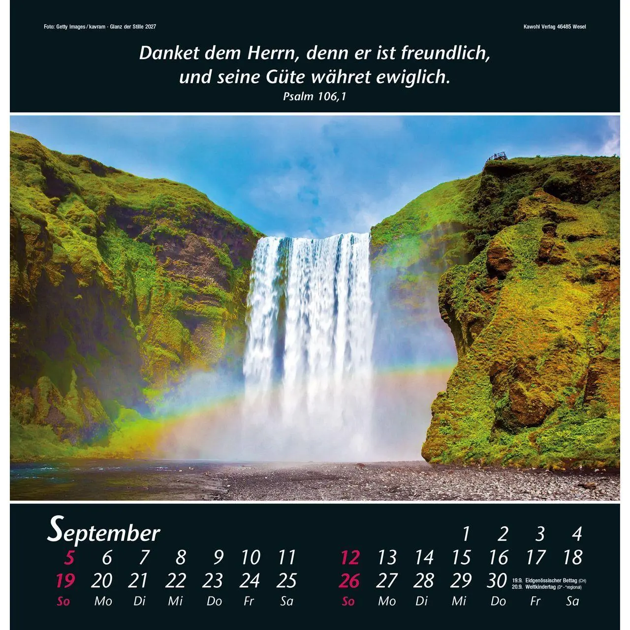 Bild: 9783754820070 | Glanz der Stille 2027 | Psalmworte und Farbfotos zur Besinnung | 14 S.