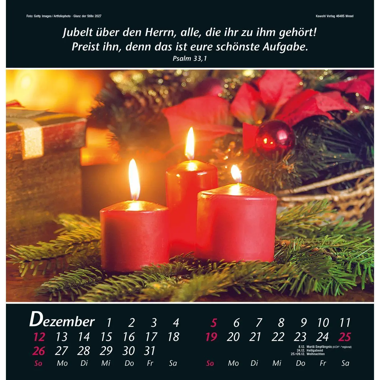 Bild: 9783754820070 | Glanz der Stille 2027 | Psalmworte und Farbfotos zur Besinnung | 14 S.