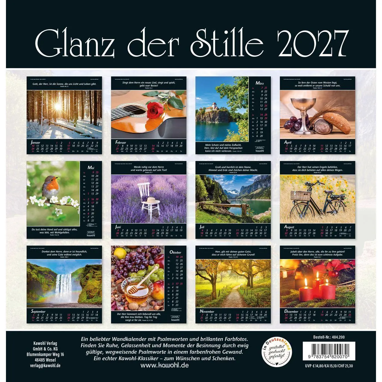 Bild: 9783754820070 | Glanz der Stille 2027 | Psalmworte und Farbfotos zur Besinnung | 14 S.