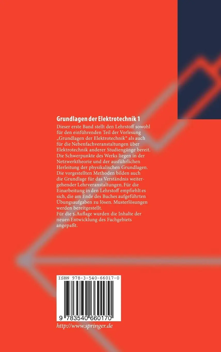 Rückseite: 9783540660170 | Grundlagen der Elektrotechnik 1 | Rolf Unbehauen | Buch | xiii | 1999