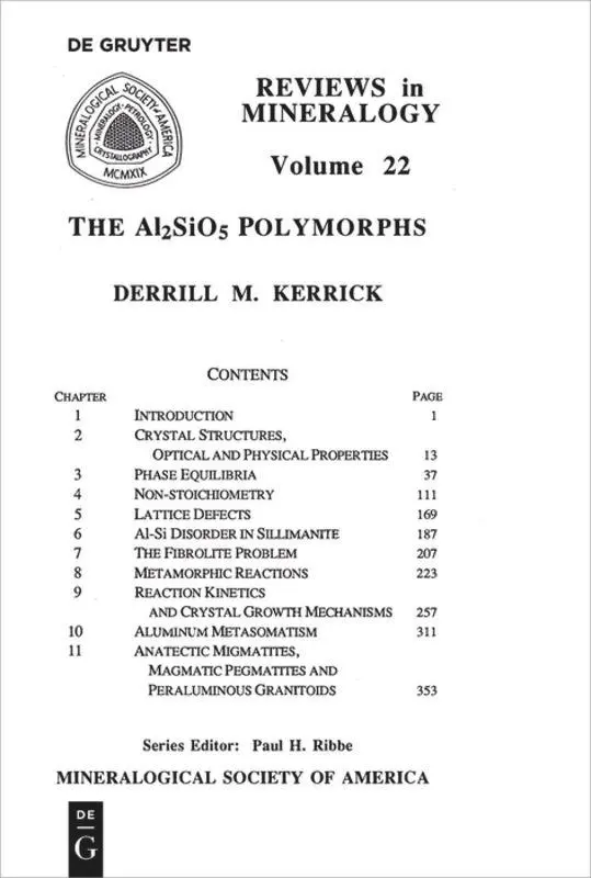 Cover: 9780939950270 | The Al2SiO5 Polymorphs | Derrill M. Kerrick | Taschenbuch | XII | 2018