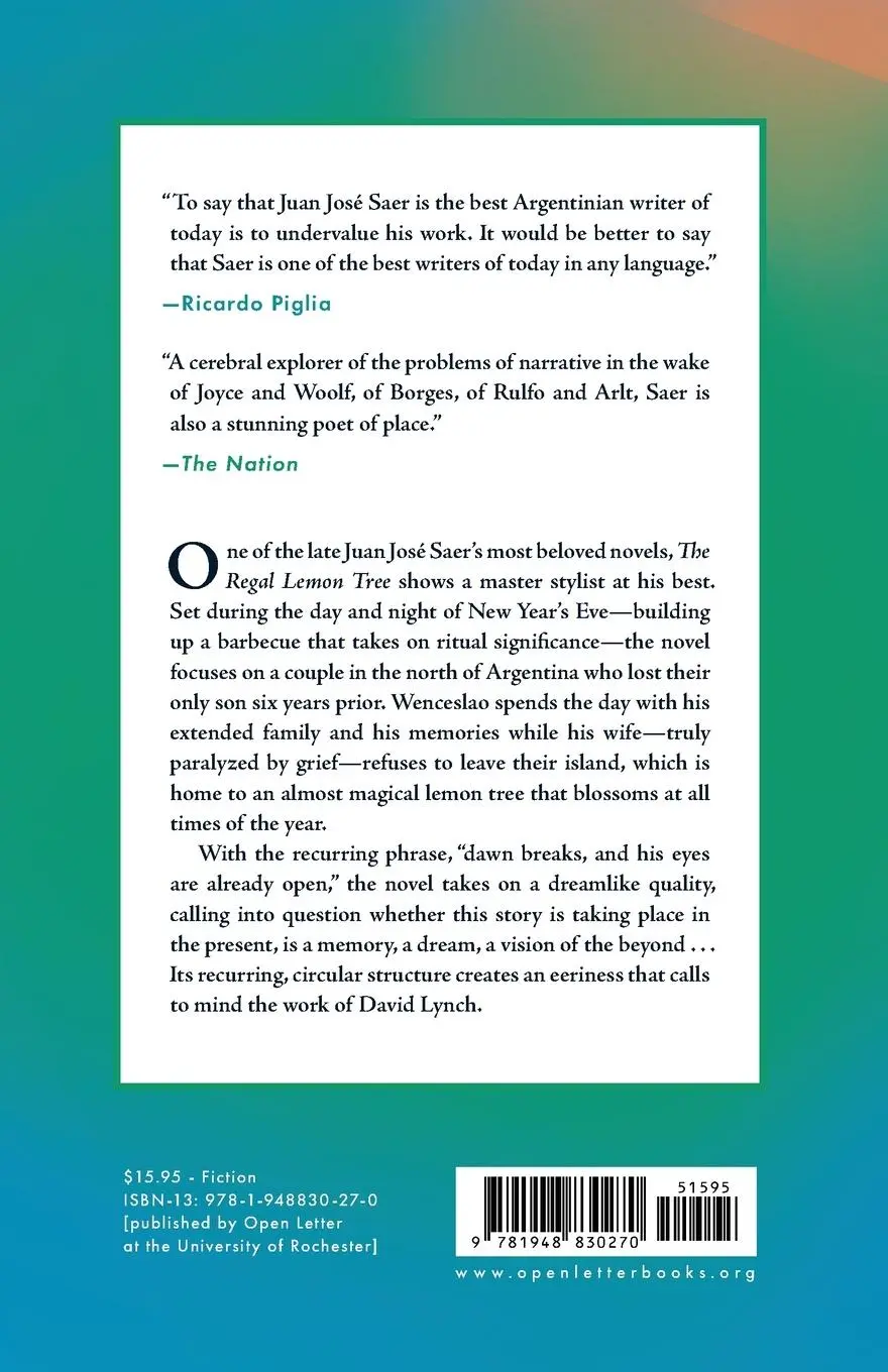 Rückseite: 9781948830270 | The Regal Lemon Tree | Juan Jose Saer | Taschenbuch | Englisch | 2021