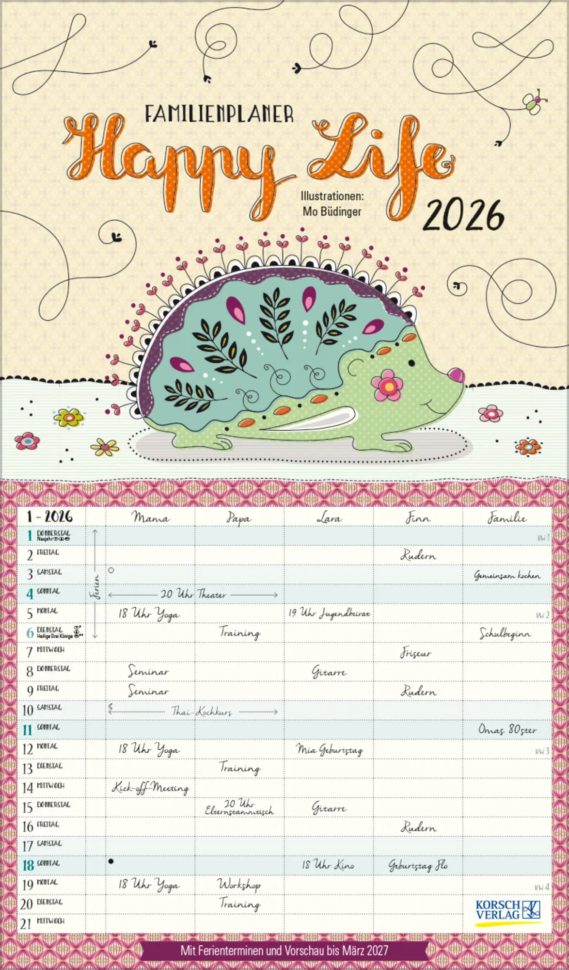Cover: 9783731890270 | Happy Life 2026 | Verlag Korsch | Kalender | 14 S. | Deutsch | 2027