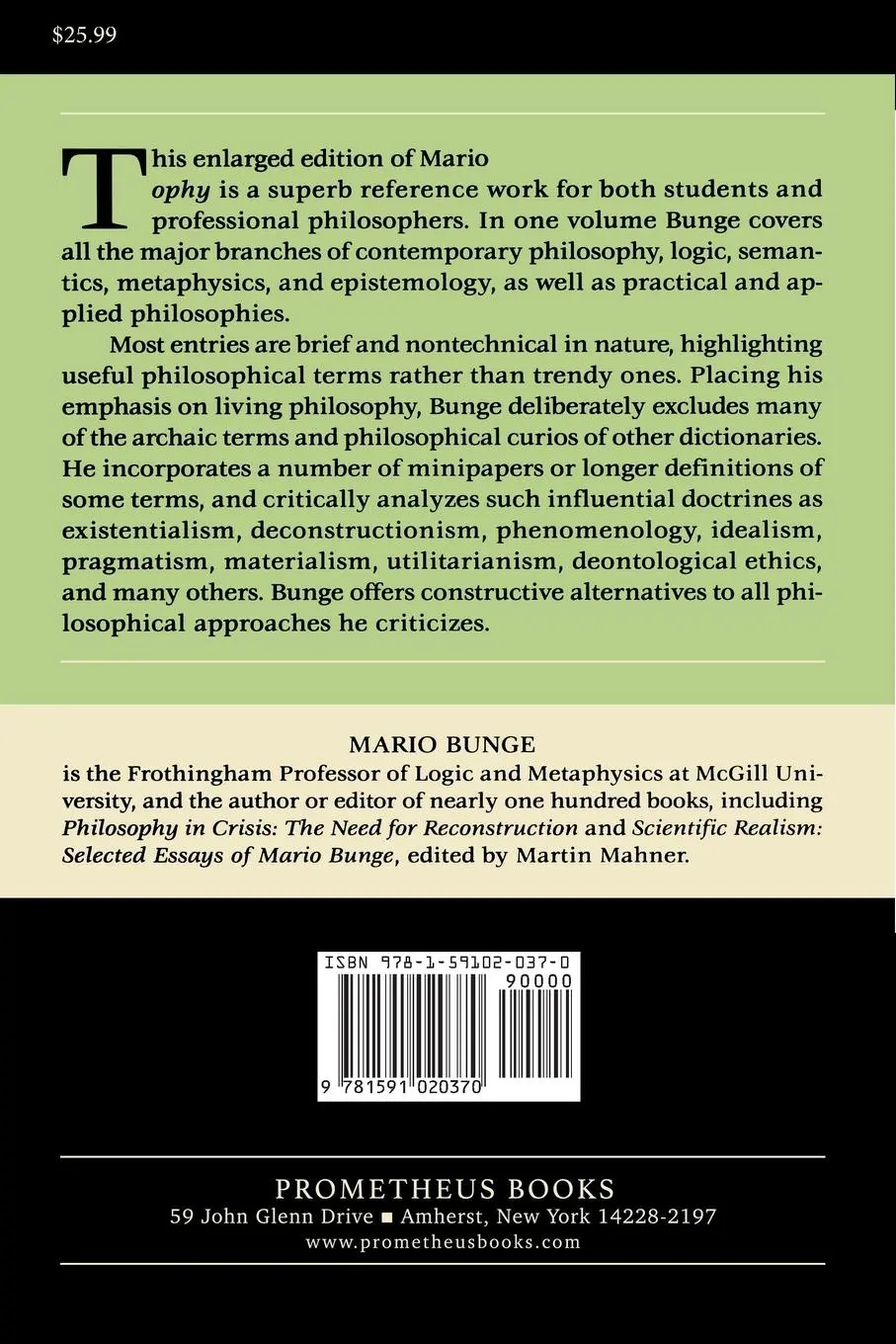Rückseite: 9781591020370 | Philosophical Dictionary | Mario Augusto Bunge | Taschenbuch | 2003