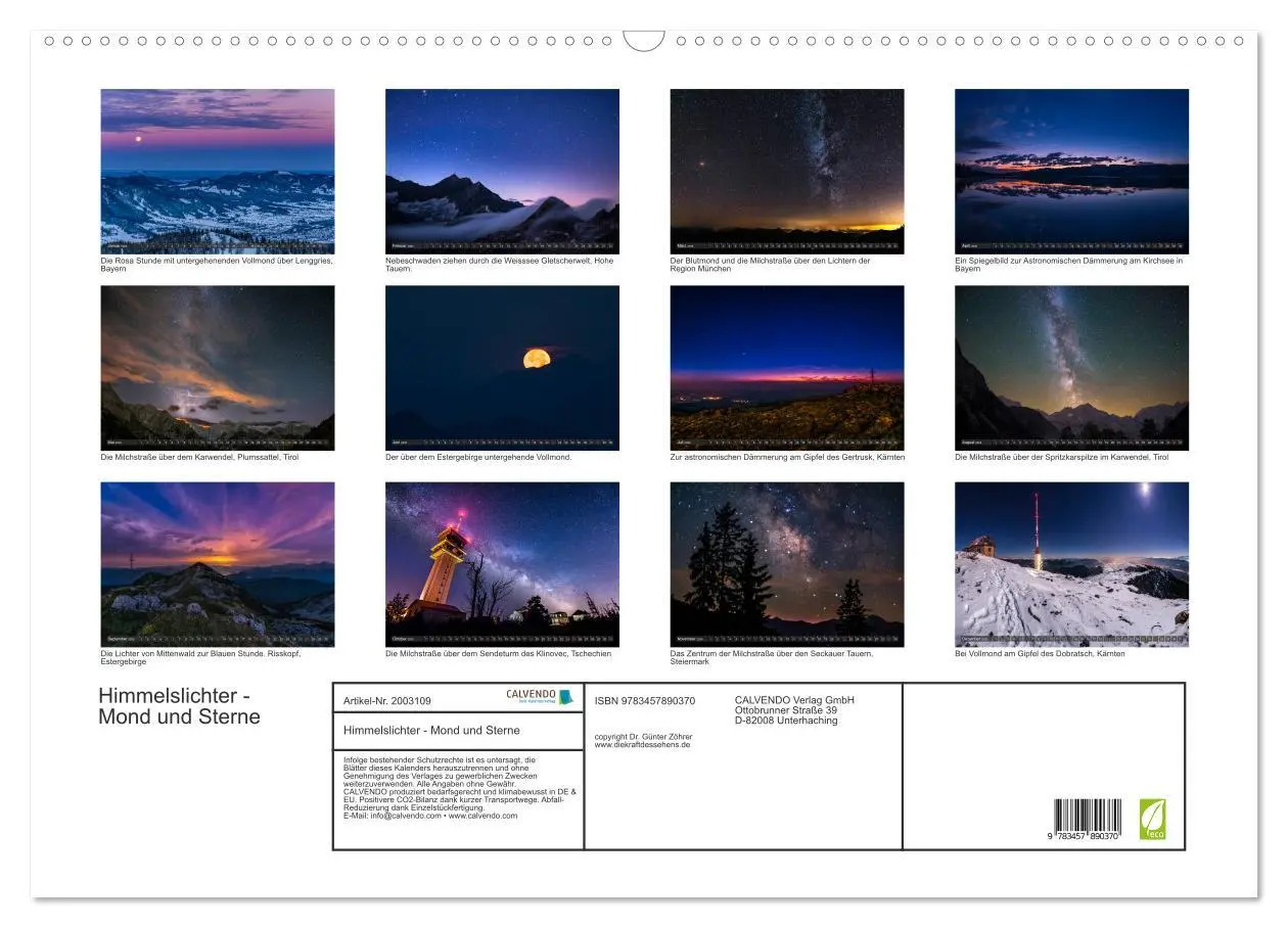 Bild: 9783457890370 | Himmelslichter - Mond und Sterne (Wandkalender 2026 DIN A2 quer),...