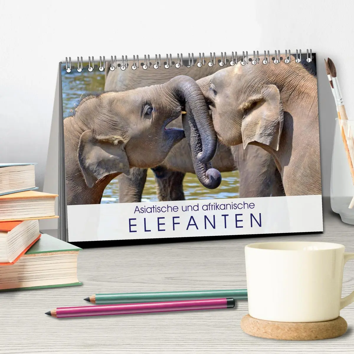 Bild: 9783457960370 | Asiatische und afrikanische Elefanten (Tischkalender 2026 DIN A5...