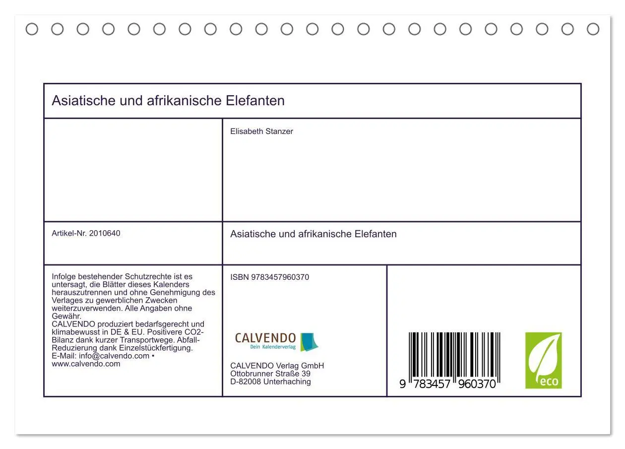 Bild: 9783457960370 | Asiatische und afrikanische Elefanten (Tischkalender 2026 DIN A5...