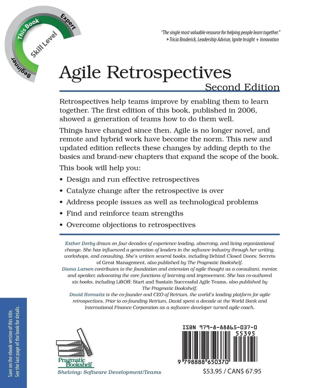 Rückseite: 9798888650370 | Agile Retrospectives, Second Edition | Esther Derby (u. a.) | Buch