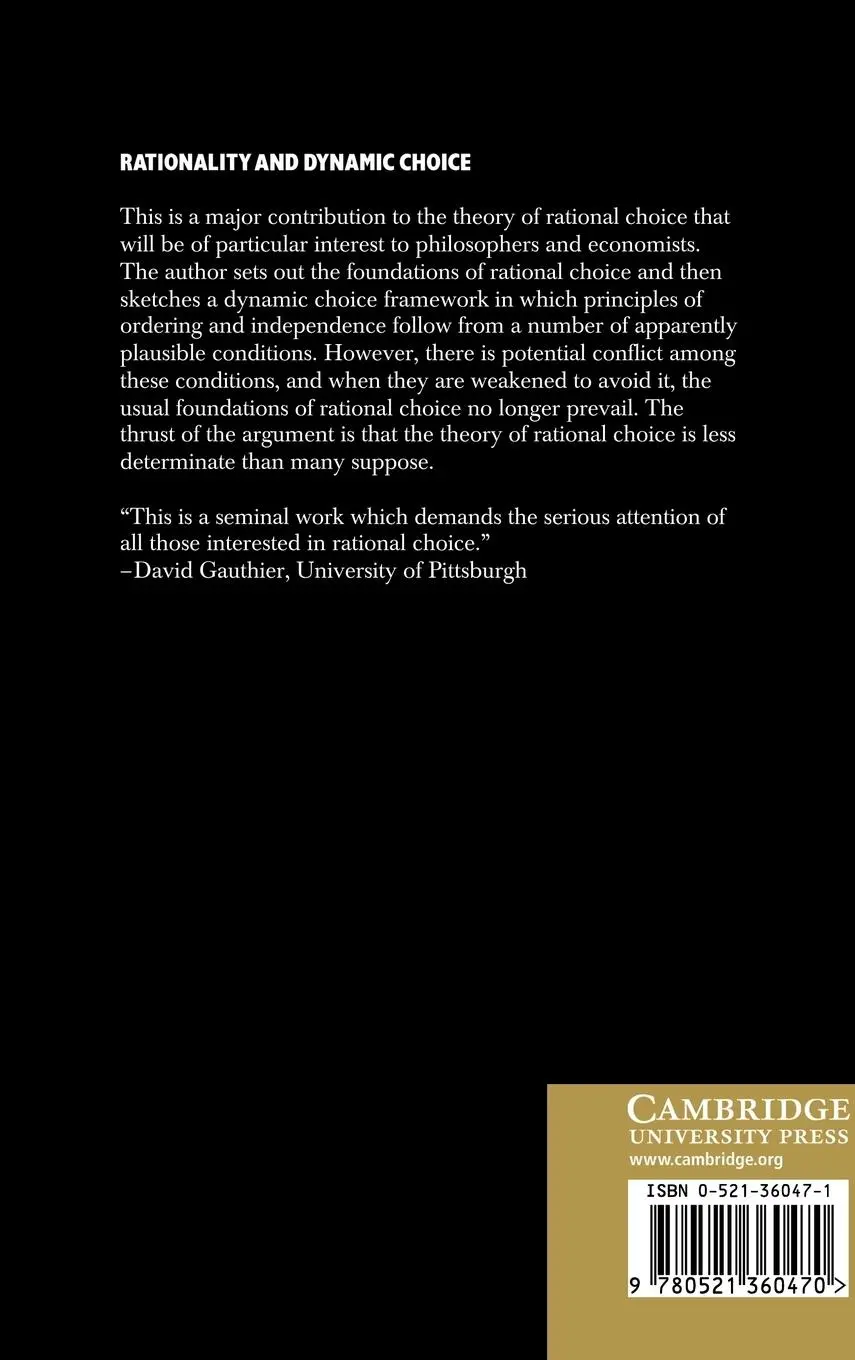 Rückseite: 9780521360470 | Rationality and Dynamic Choice | Foundational Explorations | Buch