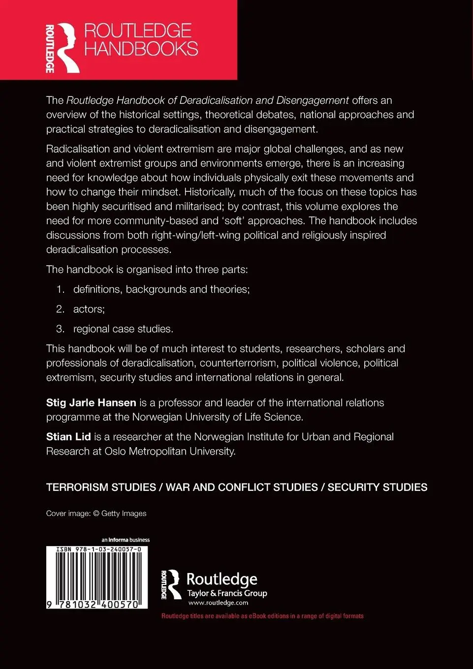 Rückseite: 9781032400570 | Routledge Handbook of Deradicalisation and Disengagement | Taschenbuch