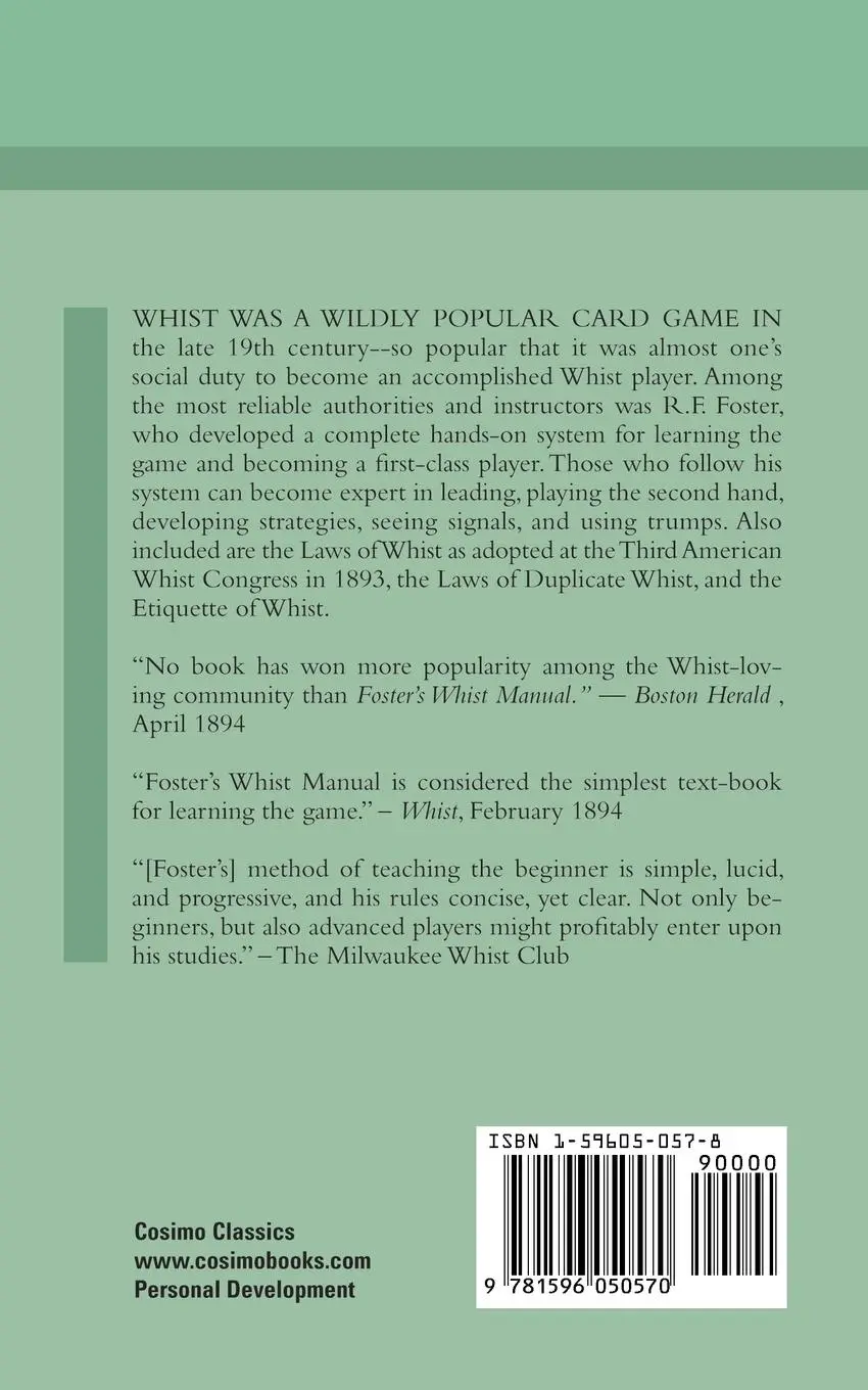 Rückseite: 9781596050570 | Foster's Whist Manual, Third Edition | R. F. Foster | Taschenbuch