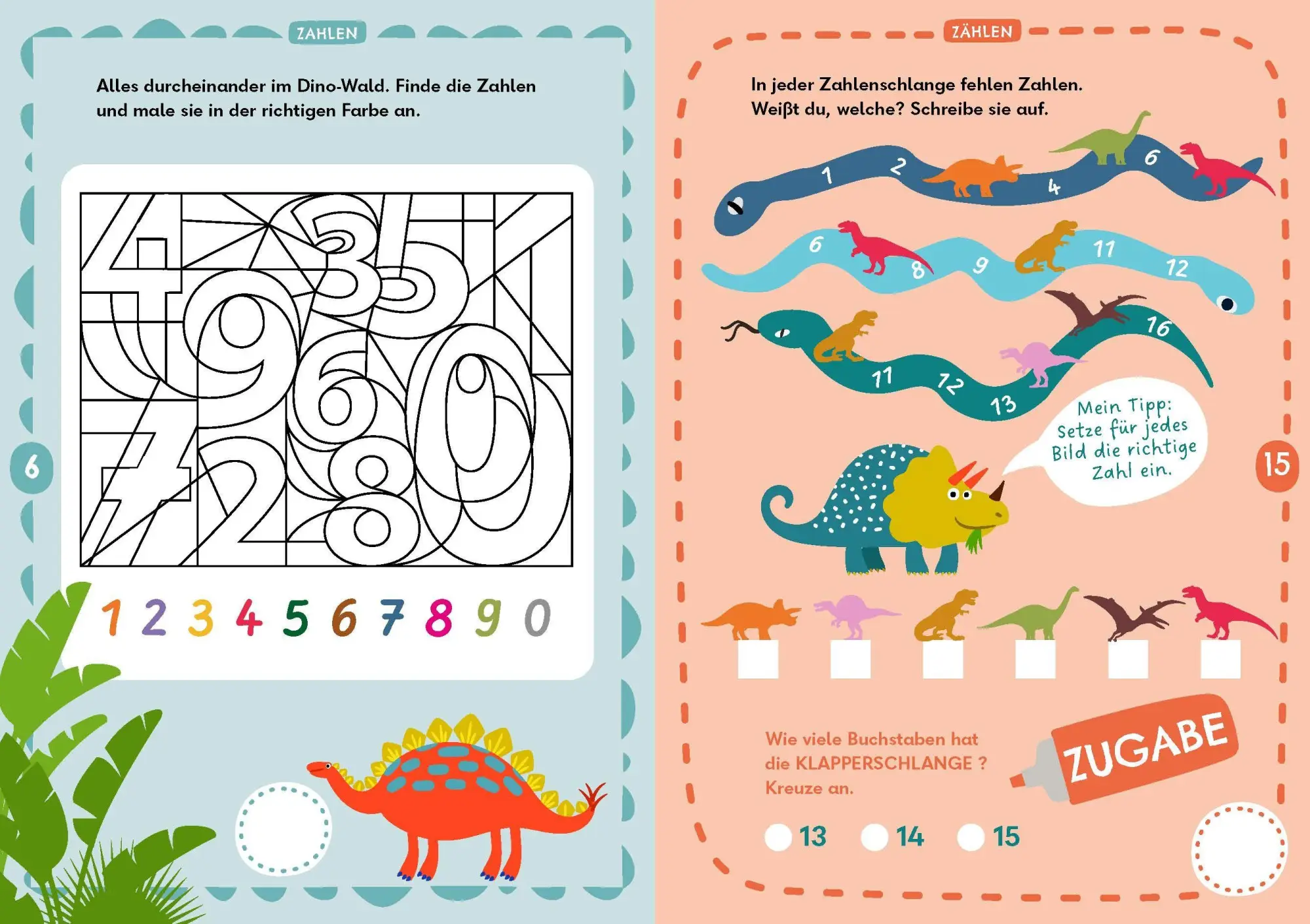 Bild: 9783411780570 | Rechenrätsel für mutige Kinder - Wilde Welt der Dinos - ab 6 Jahren
