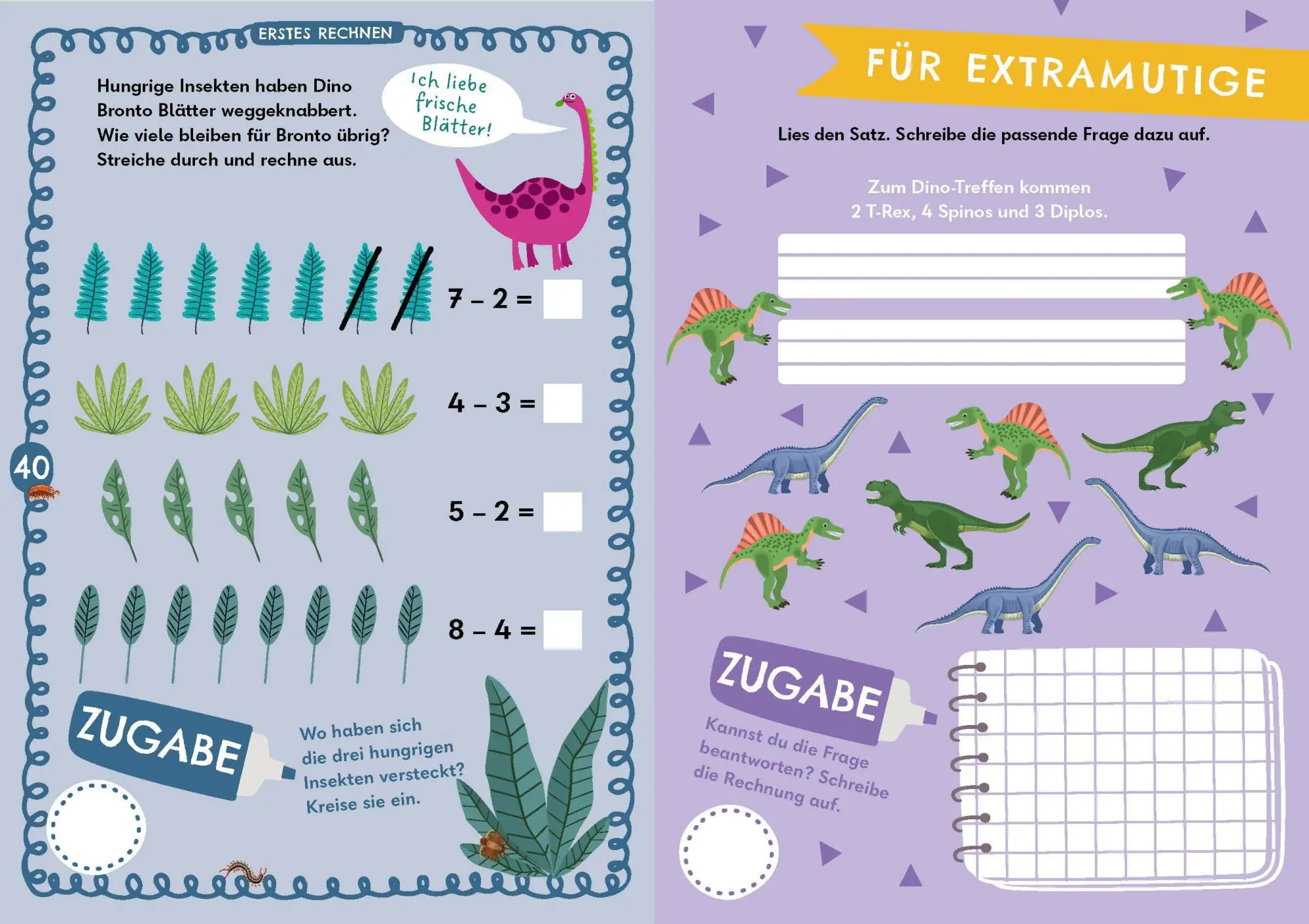 Bild: 9783411780570 | Rechenrätsel für mutige Kinder - Wilde Welt der Dinos - ab 6 Jahren