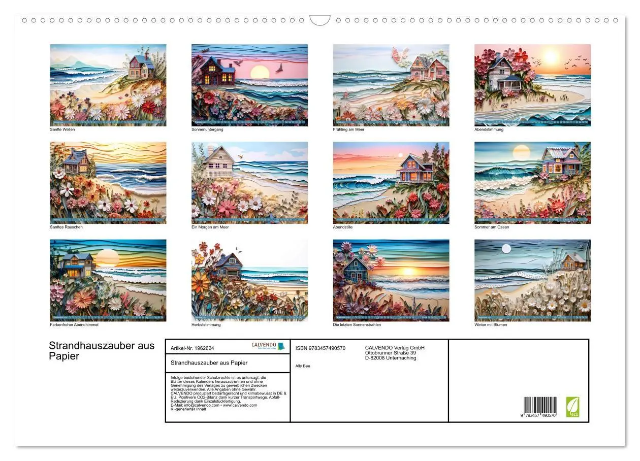Bild: 9783457490570 | Strandhauszauber aus Papier (Wandkalender 2026 DIN A2 quer),...