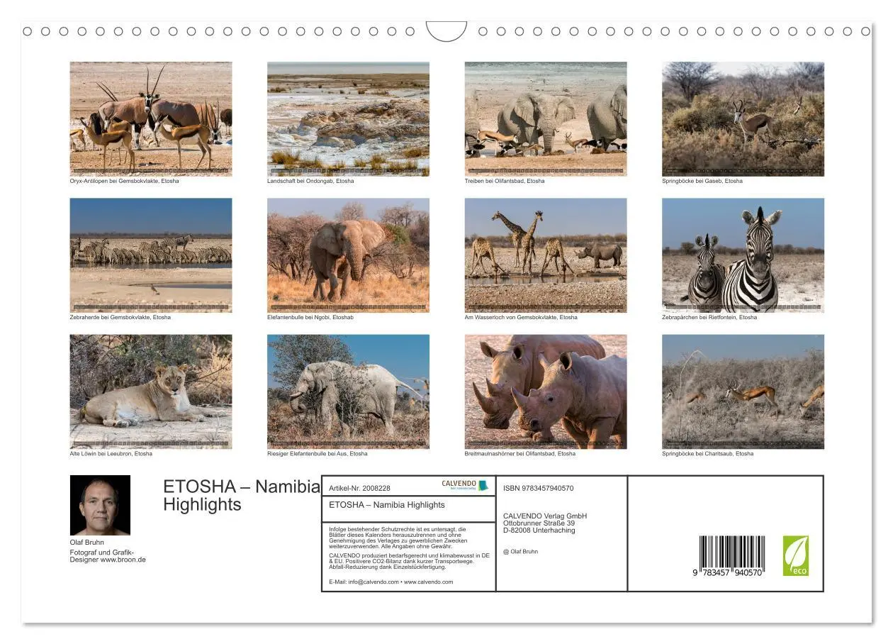 Bild: 9783457940570 | ETOSHA - Namibia Highlights (Wandkalender 2026 DIN A3 quer),...