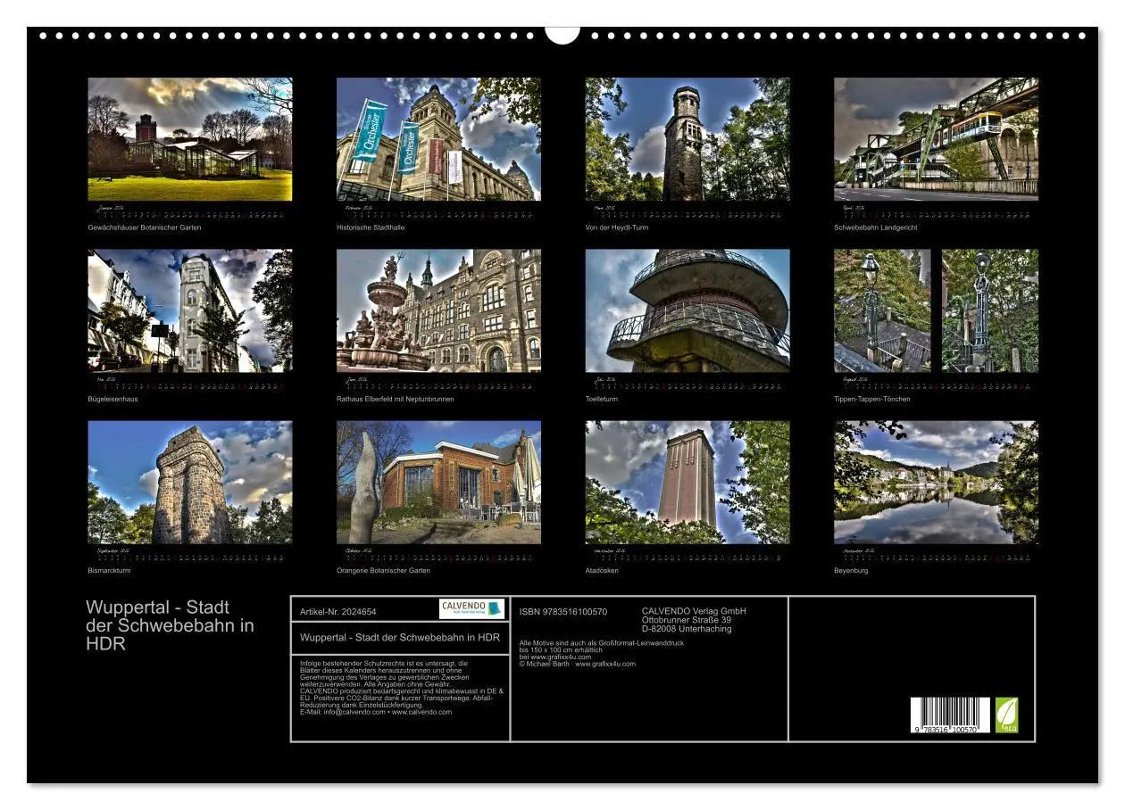 Bild: 9783516100570 | Wuppertal - Stadt der Schwebebahn in HDR (Wandkalender 2026 DIN A2...