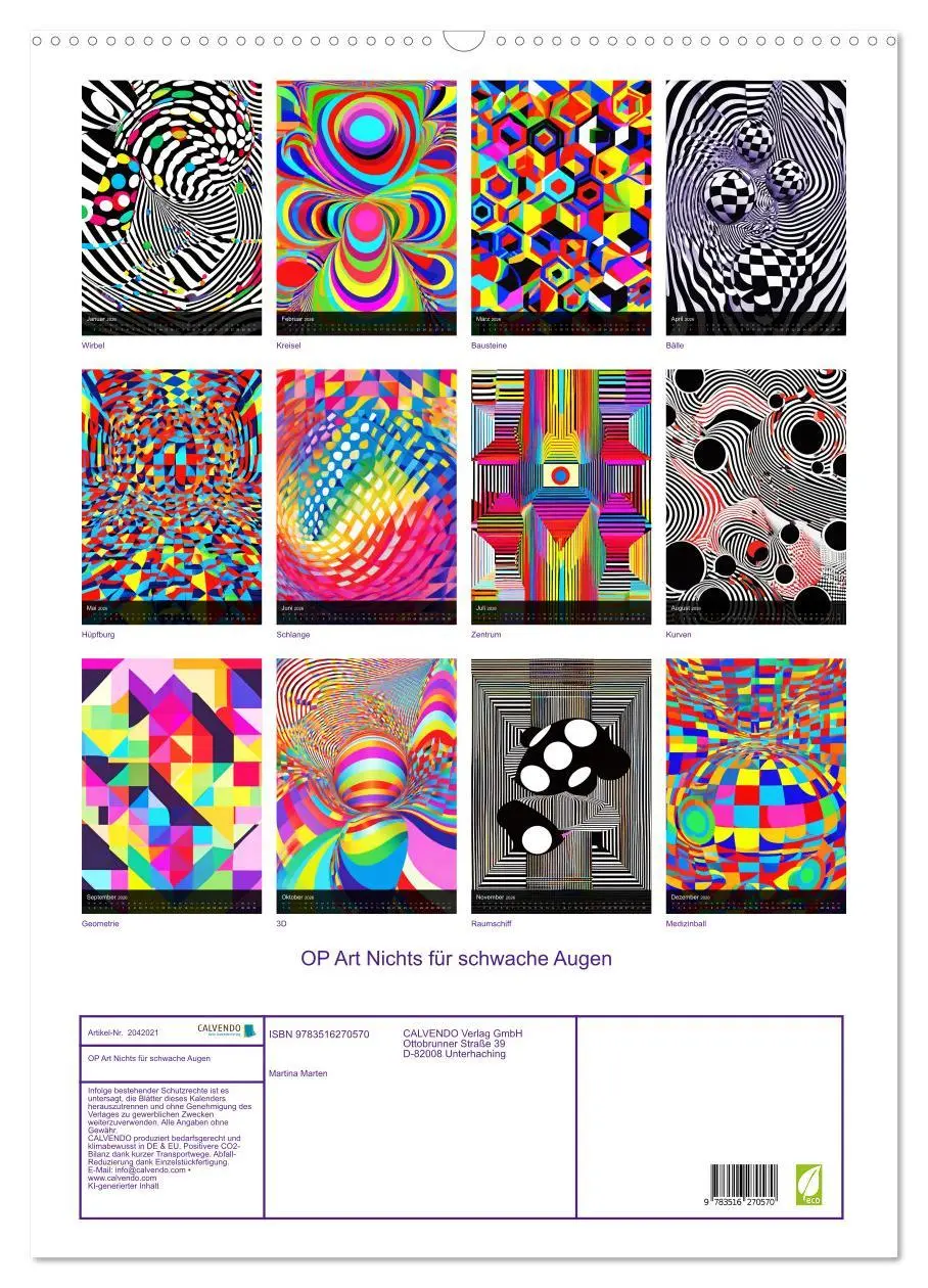 Bild: 9783516270570 | OP Art Nichts für schwache Augen (Wandkalender 2026 DIN A2 hoch),...
