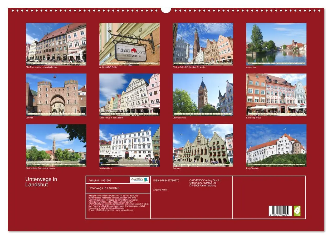 Bild: 9783457780770 | Unterwegs in Landshut (Wandkalender 2026 DIN A2 quer), CALVENDO...
