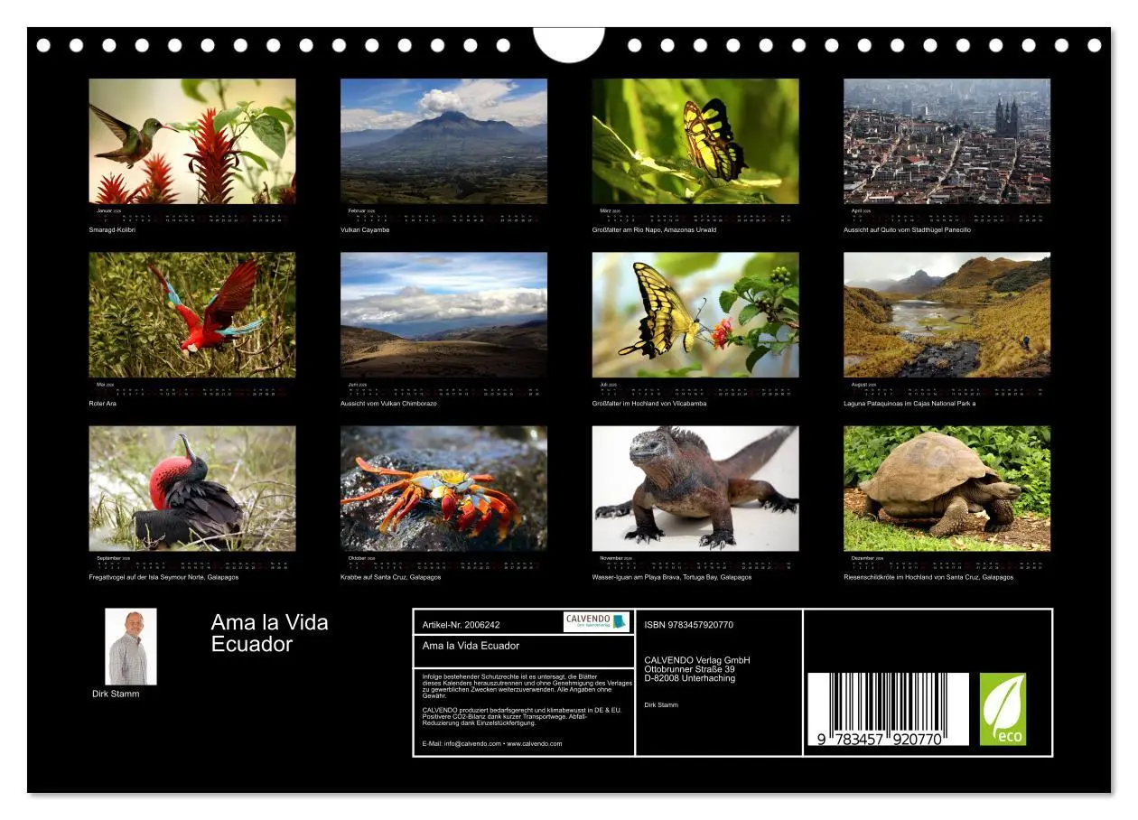Bild: 9783457920770 | Ama la Vida Ecuador (Wandkalender 2026 DIN A4 quer), CALVENDO...