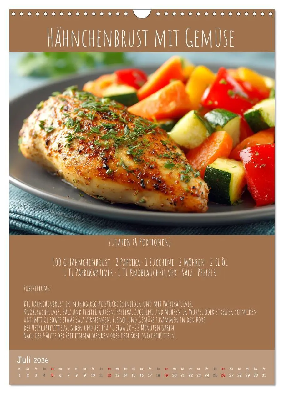 Bild: 9783516700770 | REZEPTE - Kochen in der Heißluftfritteuse (Wandkalender 2026 DIN A3...