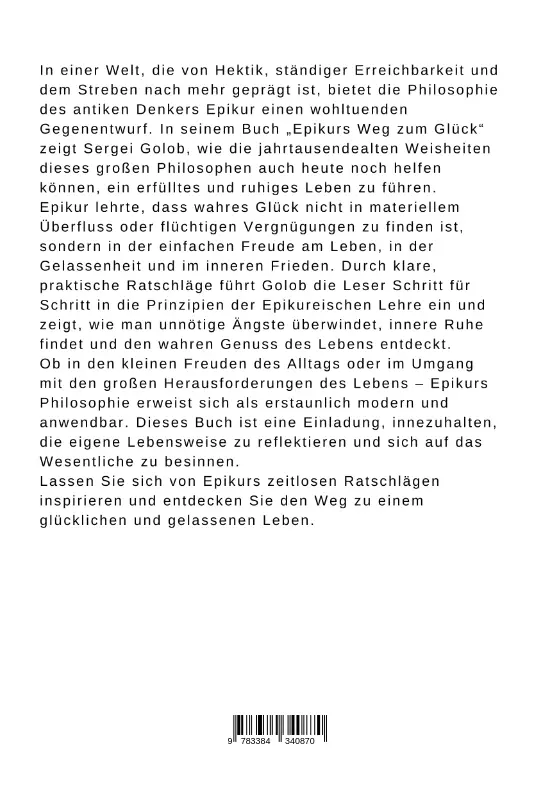 Bild: 9783384340870 | Epikurs Weg zum Glück | Sergei Golob | Taschenbuch | 276 S. | Deutsch