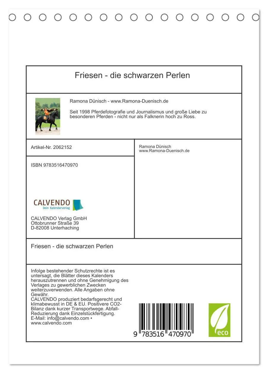 Bild: 9783516470970 | Friesen - die schwarzen Perlen (Tischkalender 2026 DIN A5 hoch),...