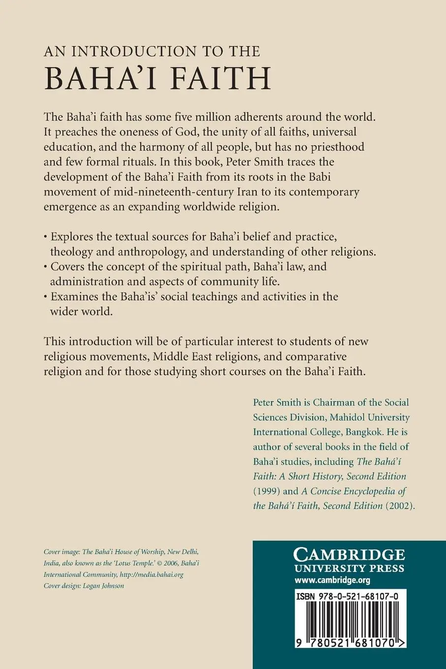 Rückseite: 9780521681070 | An Introduction to the Baha'i Faith | Peter Smith | Taschenbuch | 2013