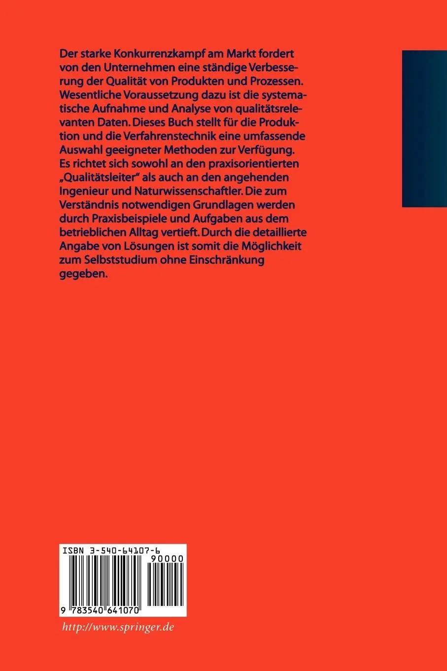 Rückseite: 9783540641070 | Technische Statistik in der Qualitätssicherung | Uwe Reinert (u. a.)