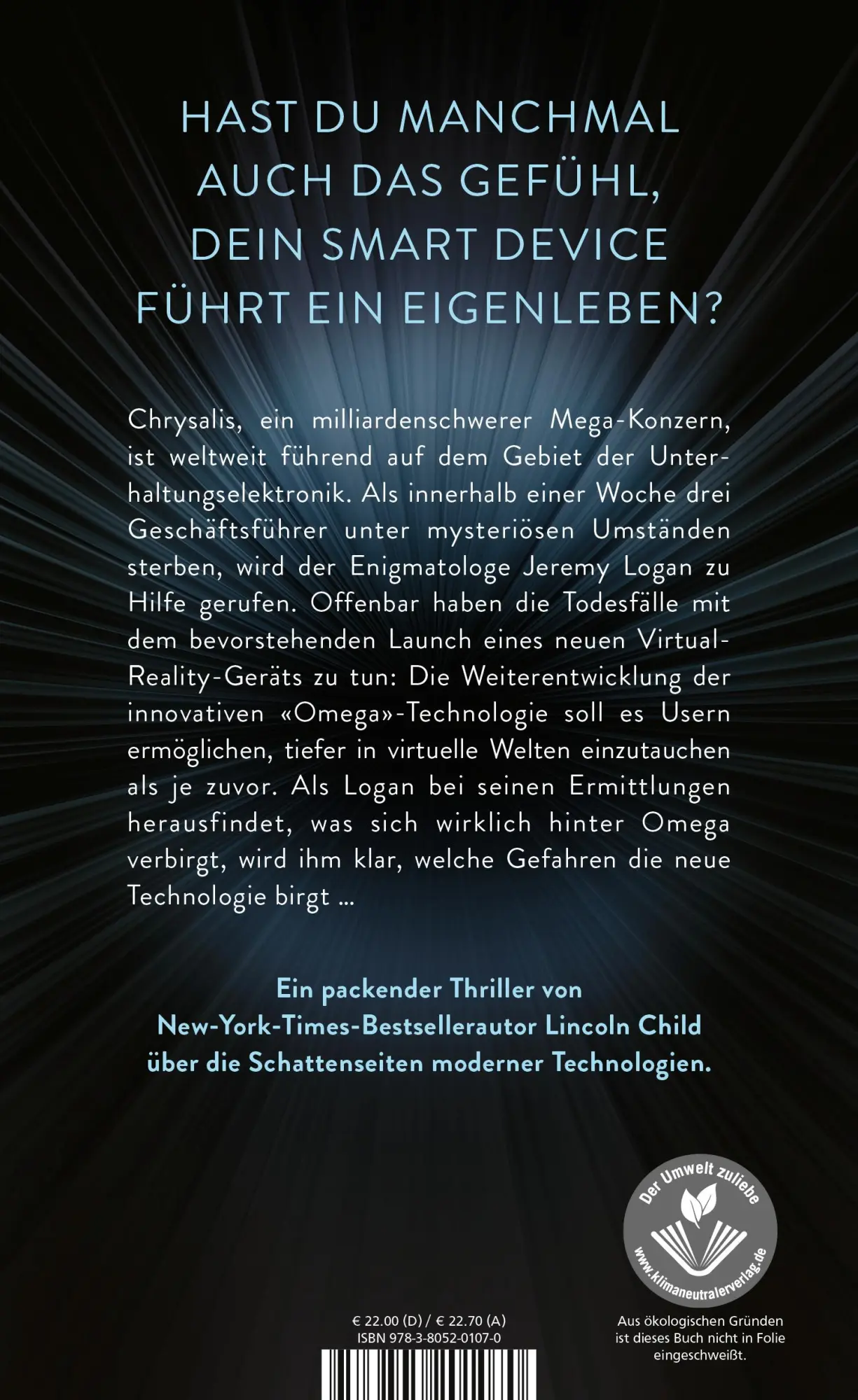 Rückseite: 9783805201070 | Omega | Das System kontrolliert dich | Lincoln Child | Buch | 416 S.
