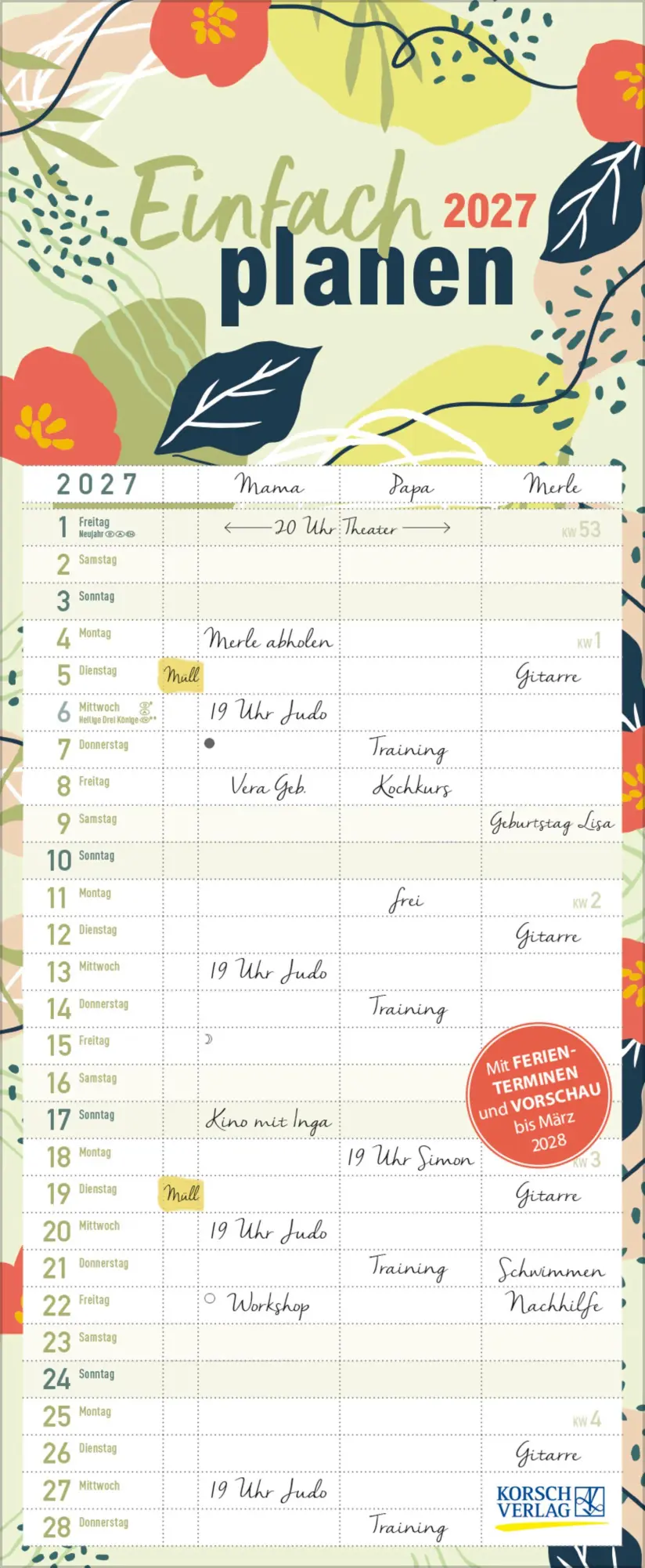 Cover: 9783819301070 | Einfach planen 2027 | Verlag Korsch | Kalender | 14 S. | Deutsch