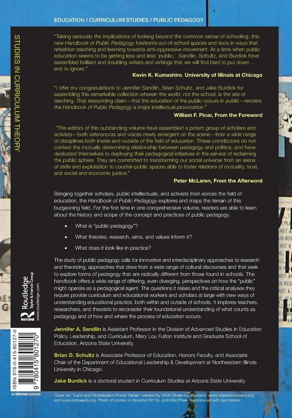 Rückseite: 9780415801270 | Handbook of Public Pedagogy | Education and Learning Beyond Schooling