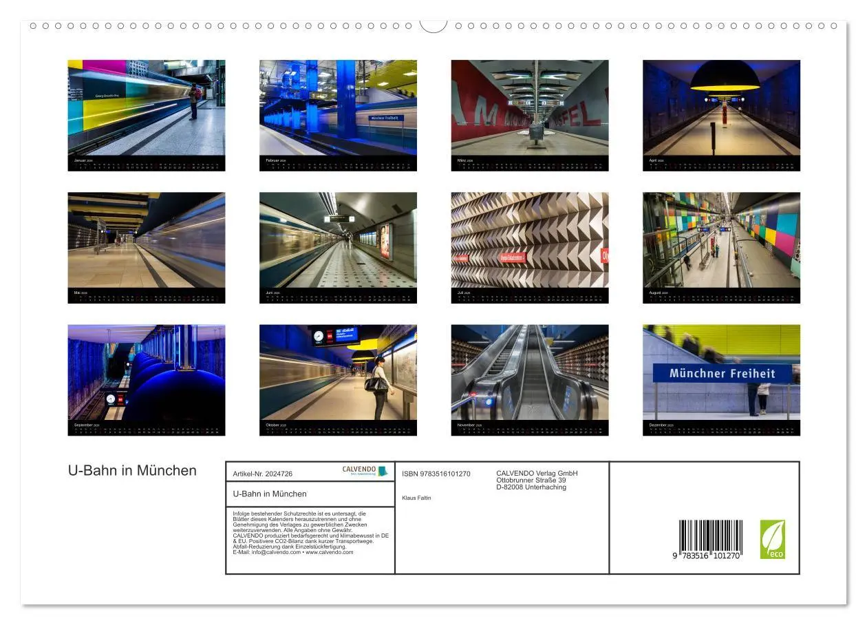 Bild: 9783516101270 | U-Bahn in München (hochwertiger Premium Wandkalender 2026 DIN A2...