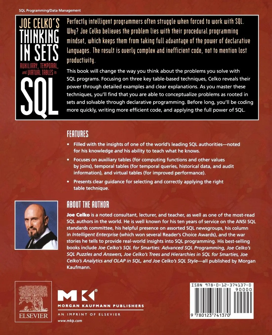 Rückseite: 9780123741370 | Joe Celko's Thinking in Sets | Joe Celko | Taschenbuch | Englisch